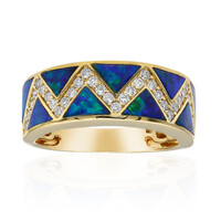 Lightning Ridge-Schwarzer Opal-Goldring (CIRARI)