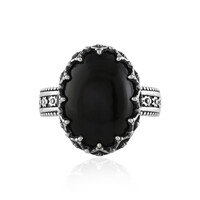 Schwarzer Onyx-Silberring