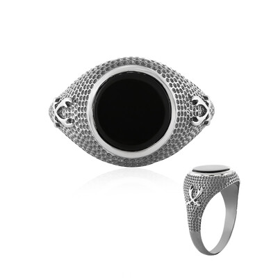 Schwarzer Onyx-Herren-Silberring
