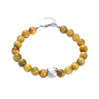 Goldenes Tigerauge-Silberarmband
