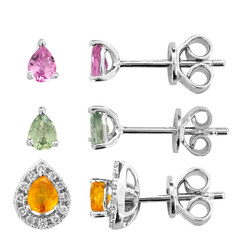 3er Set Saphir-Silberohrringe