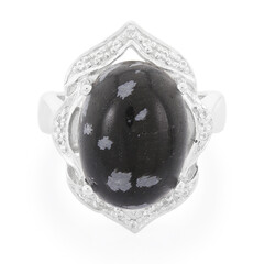 Schneeflocken-Obsidian-Silberring