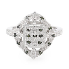 Smaragdgrüner Diamant-Silberring