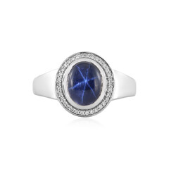 Blauer Stern-Saphir-Silberring