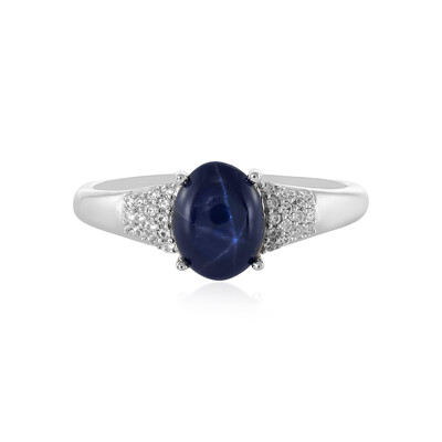 Blauer Stern-Saphir-Silberring