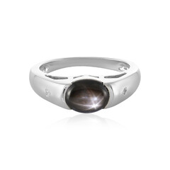 Schwarzer Stern-Saphir-Silberring