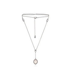Rosenquarz-Silbercollier