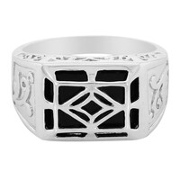 Schwarzer Achat-Herren-Silberring