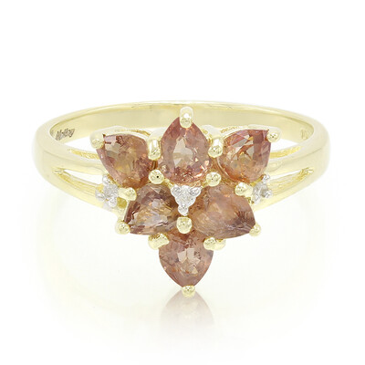 Nicht erhitzter Padparadscha-Saphir-Goldring