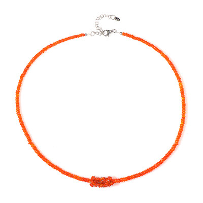 Äthiopischer Oranger Opal-Silberhalskette