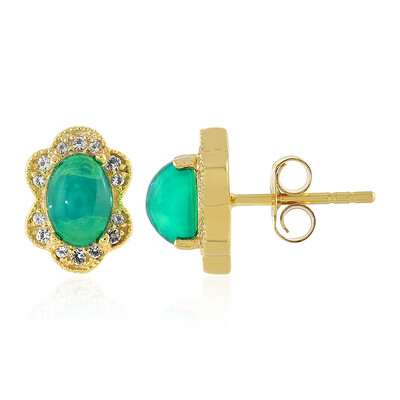 Äthiopischer Grüner Opal-Silberohrringe