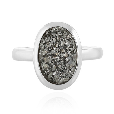 Schwarzer Glitzer-Achat-Silberring