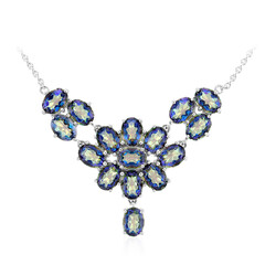 Blauer Mystik-Quarz-Silbercollier