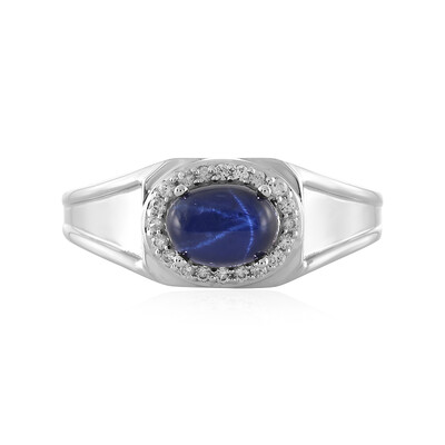 Blauer Stern-Saphir-Silberring