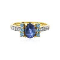 Blauer Stern-Saphir-Silberring