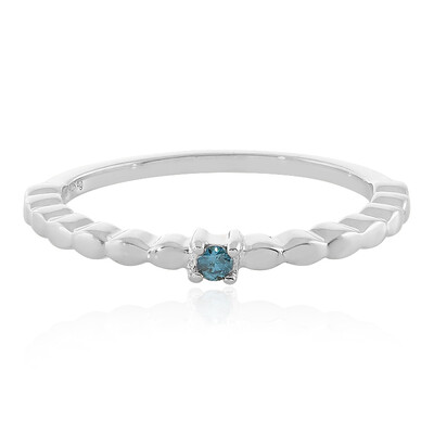 Blauer I Brillant-Silberring