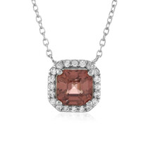 Pinkfarbener Zirkon-Silbercollier