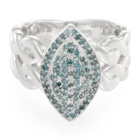 Blauer Diamant-Silberring