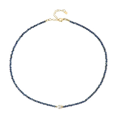 Blauer Madagaskar-Saphir-Silberhalskette (Riya)