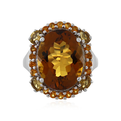 Cognac-Quarz-Silberring