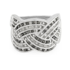 Schwarzer Diamant-Silberring