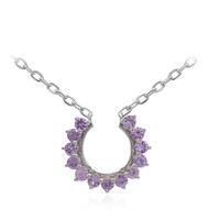 Nicht erhitzter Purpurfarbener Ceylon-Saphir-Silbercollier