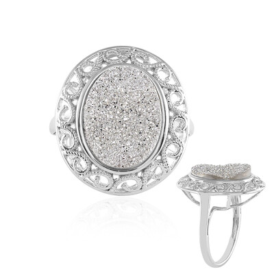 Silberner Glitzer-Achat-Silberring
