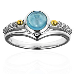 Aquamarin-Silberring mit Gold (Granulieren)