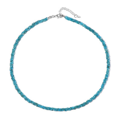 Neonblauer Apatit-Silberhalskette