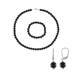 Schwarzer Onyx-Silberset