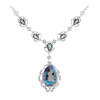 Blauer Mystik-Quarz-Silbercollier