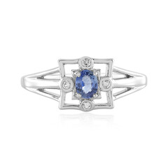 Nicht erhitzter Blauer Ceylon-Saphir-Silberring