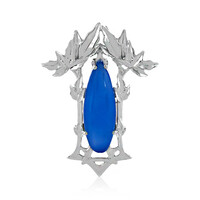 Blauer Chalzedon-Silberanhänger
