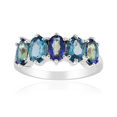 Blauer Mystik-Quarz-Silberring