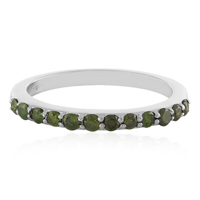 Grüner I3 Diamant-Silberring