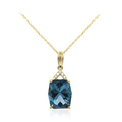 Londonblauer Topas-Goldhalskette
