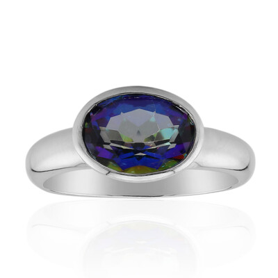 Blauer Mystik-Quarz-Silberring
