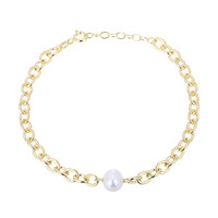 Weiße Süßwasserzuchtperlen-Silberarmband