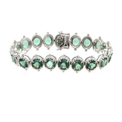 Petrolfarbener Fluorit-Silberarmband (Dallas Prince Designs)