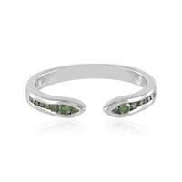Grüner I3 Diamant-Silberring