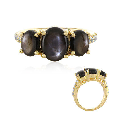 Schwarzer Stern-Saphir-Silberring