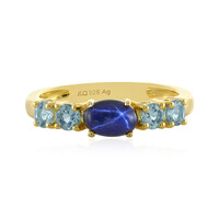 Blauer Stern-Saphir-Silberring