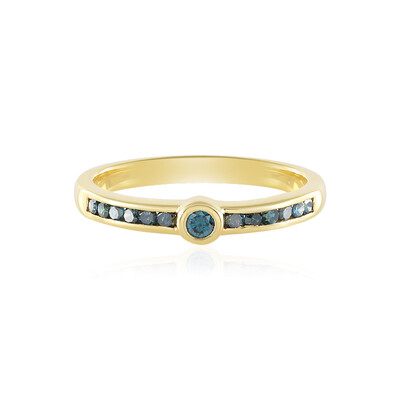 Blauer I2 Brillant-Silberring