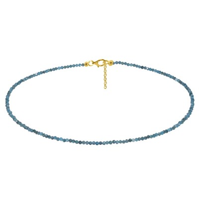 Neonblauer Apatit-Silberhalskette