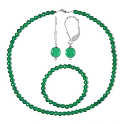 Grüner Onyx-Silberset