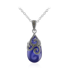 Blauer Onyx-Silberhalskette