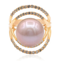 Pfirsichfarbene Ming-Perlen-Goldring (TPC)