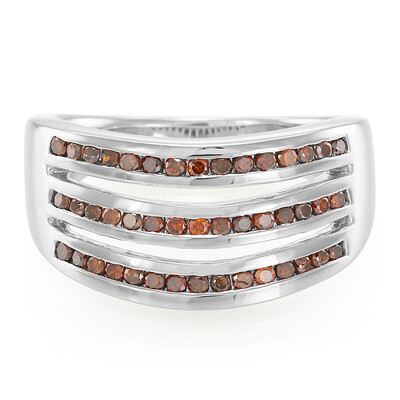 Roter Cognac-Brillant-Silberring