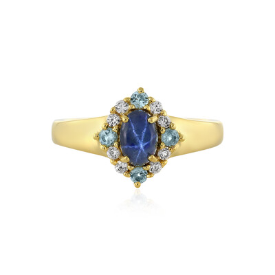 Blauer Stern-Saphir-Silberring