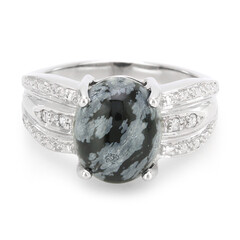 Schneeflocken-Obsidian-Silberring
